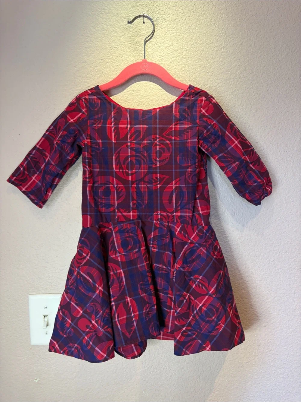 Tea Girl’s Culzean Castle Rose Tartan Plaid Red Blue Dress Size 3